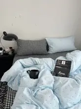 全棉水洗棉ベッドシーツ【ドット柄・寝具上下三点セット・宿舎用】（セットアップ対応）