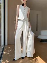 女性用スーツベスト【上品な雰囲気・ブリティッシュスタイル・通勤・カジュアル用・ホワイト】（セットアップ対応）