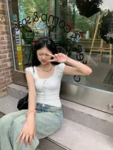白色レース付きリボンデザイン ボックスタイプの半袖Tシャツ【女性用・夏用・スリムフィット・ショート丈】