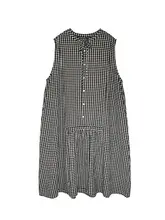 大きめフレアチェック柄キャミワンピース【レトロ・低腰デザイン・女性用】
