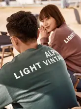 AlphaGym 秋冬用 ペアプリントスウェットシャツ【ラウンドネック・トレンド・カジュアル】