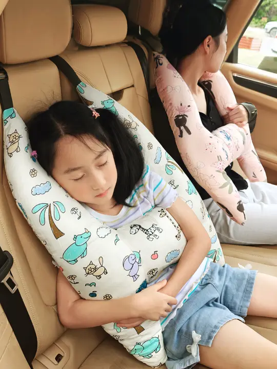 子供用 車載抱き枕【可愛いキャラクター・頭部サポート・腰当て機能】