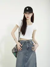 白色 半袖Tシャツ【女性用・短丈・タイトフィット・夏用】
