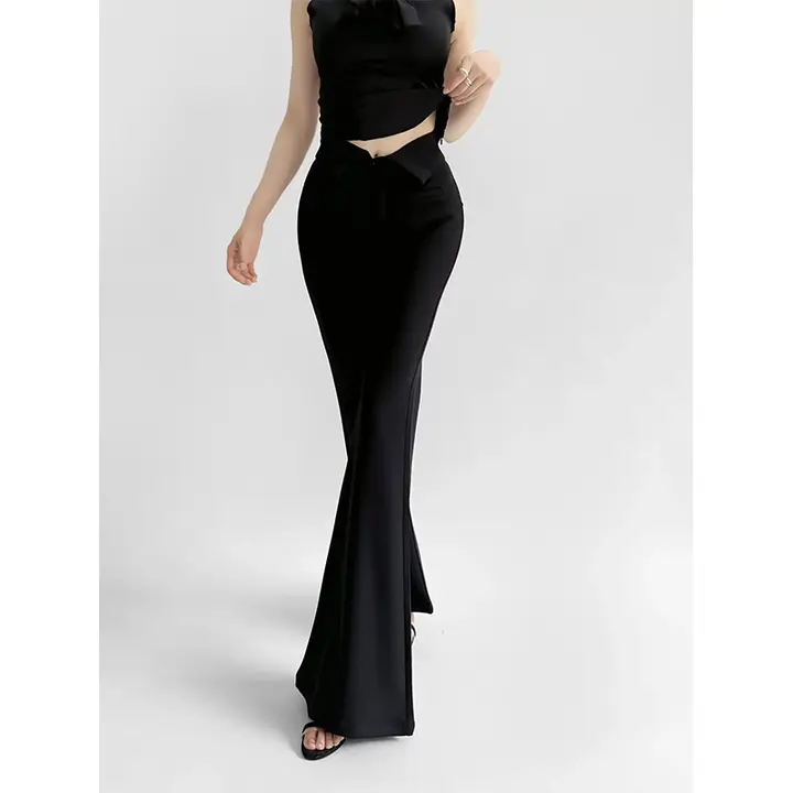 ZRSHOP フレアパンツ【Vウエストデザイン・ロング丈・秋用・細見え効果】