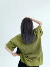 夏季チックなカジュアルカップル用コットンTシャツ【フィット・レトロデザイン・背面プリント・半袖】