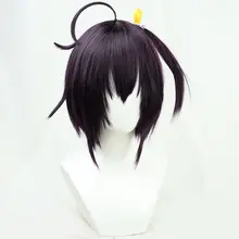 中二病 キャラクター コスプレ用ウィッグ【深紫・リボン付き】