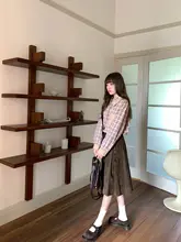 個性的なチェック柄のポケット付きシャツ【秋用・レトロ・ルーズフィット】