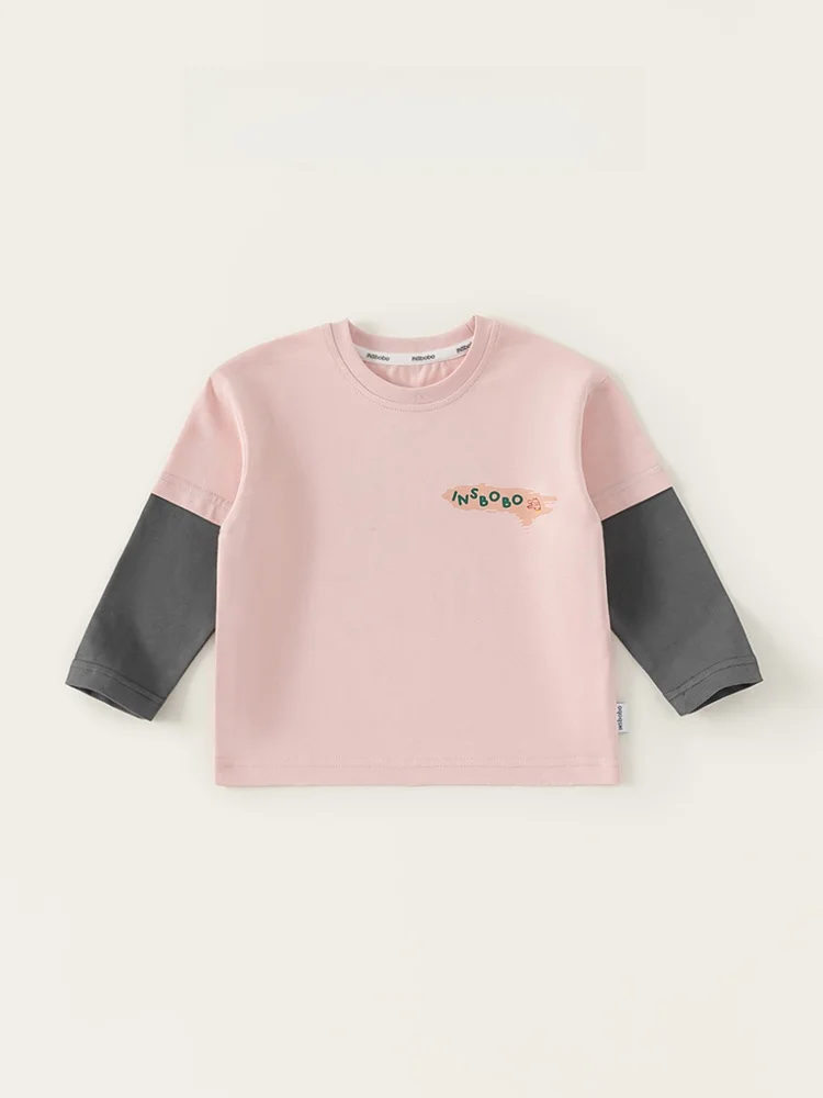 春向けカジュアルな子供用Tシャツ：キャラクター柄の長袖コットンセットアップ対応モデル