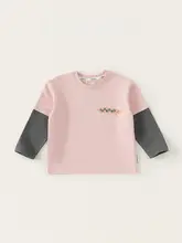 春向けカジュアルな子供用Tシャツ【キャラクター柄・コットン・カラーコンビネーション・長袖】（セットアップ対応）