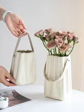 高級感のある白色陶器製花瓶【大口径・水耕栽培用・飾り用】