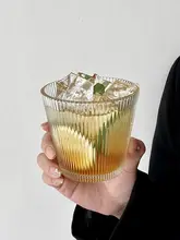 ガラスカップ 和風レトロ シンプル ストライプ お茶カップ ジュースカップ コーヒーカップ 飲み水カップ 牛乳カップ お酒カップ