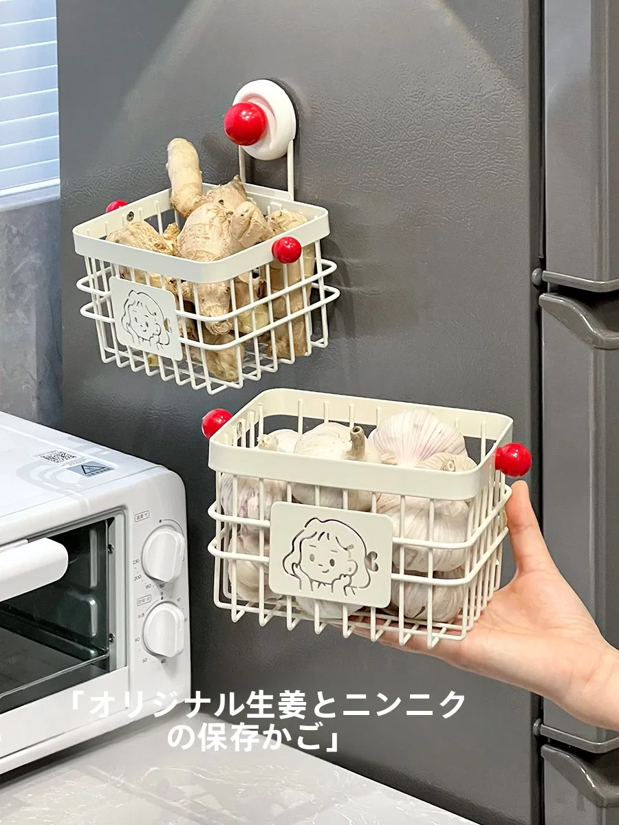 キッチン用壁掛け収納バスケット：吸盤式鉄製バスケットの実用性と空間効率化