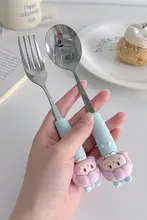 かわいいデザインの304ステンレス製スプーンとフォーク【家庭用・創造的・西洋料理用】