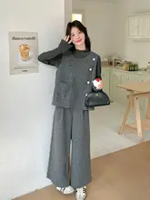 グレーのファッションスーツ【春用・フレンチスタイル・タンクトップ・ワイドパンツ・スリムフィット】（セットアップ対応）