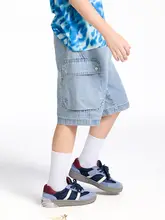 通気性のあるストレッチデニム 男の子用ショートパンツ【夏用・デザインシンプル】