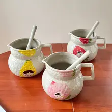 韓国風 手作りの陶器製可愛い水差し【釉下彩・高級感溢れるデザイン】