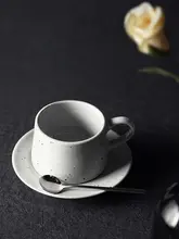 手作りの粗陶コーヒーカップ＆ソーサーセット【大容量・シンプルデザイン・家庭用】