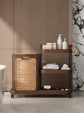 アンティーク風のランドリーバスケット【家庭用・移動可能・収納ラック】