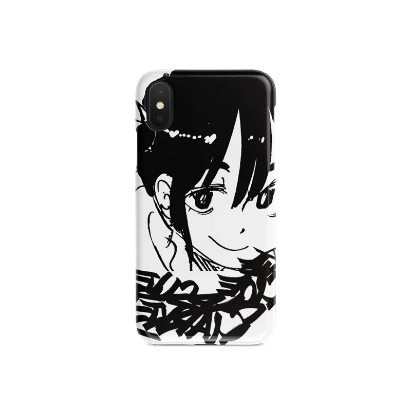 二次元イラストデザイン スマートフォンケース【白黒・ソフトシリコン・Huawei P60/iPhone 11/12/13/14/15/16対応】