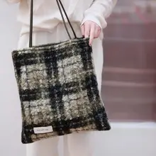 ショルダーバッグ レディース 帆布 チェック柄 大容量 上品 通勤
