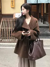 ブラウンダブルフェイスカシミアコート【秋冬用・ショートサイズ・高級感】