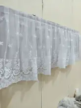 全遮光 自粘魔術テープカーテン【花辺装飾・刺繍レース・二重生地】