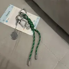 個性的なバイカラーナイロンロープキーホルダー【エアポッズケース・カップル用・羽毛球デザイン】（セットアップ対応）