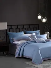 純綿のジャガード四点セット【ブルー・軽やかな高級感・新中式】（セットアップ対応）