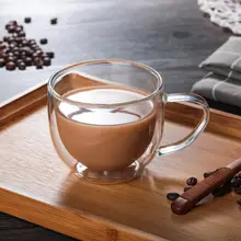 耐熱ガラスカップ コーヒーカップ お花茶カップ 二重断熱カップ 持ち手付きカップ