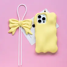 スマホケース iPhone16 Pro Max対応 シリコン 蓄光 エコ素材 マカロンカラー 立体 蝶結び パープル 個性派 上品 「CLICHE」