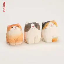木彫り 猫 置物 手彫り ラグドール 三毛猫 茶トラ 癒やし PCデスク クリスマスギフト 女性 プレゼント