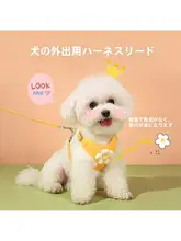 ペット用小花刺繍付きハーネス【リード付き・犬猫用・小型犬向け】