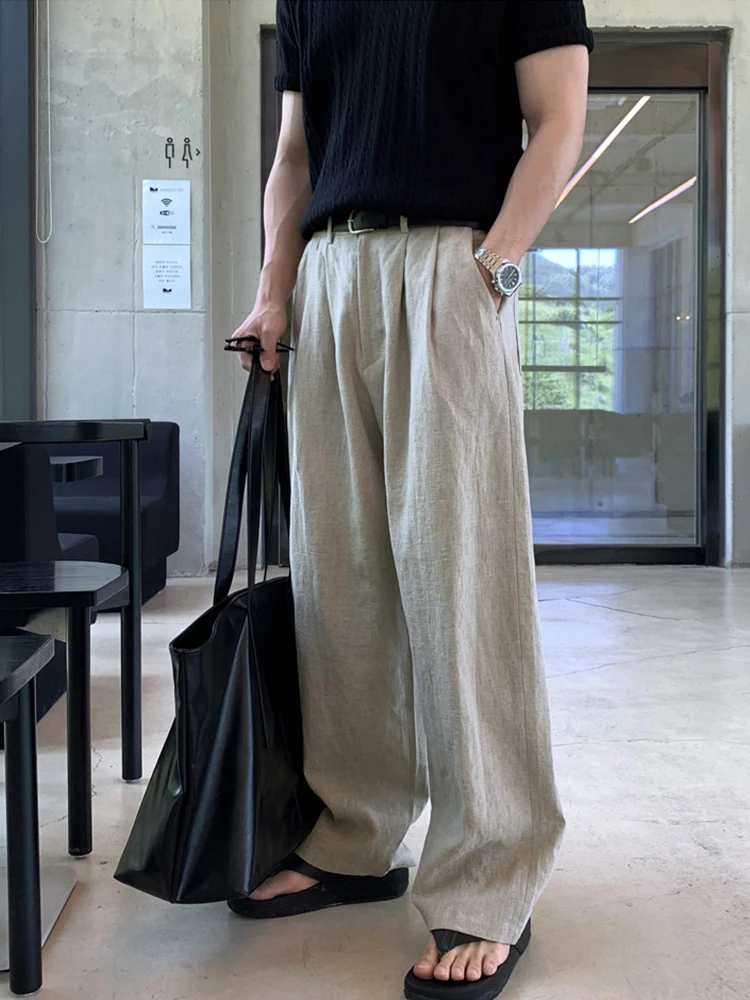 感漂うロング麻パンツ：ゆったりシルエットで実用性とカジュアルスタイルを実現