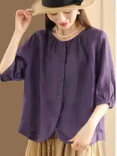 シンプルで洗練されたデザイン！軽やかな丸首シャツ【フリーサイズ・女性用・カーディガンスタイル】