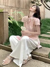 新中式国風改良チャイナドレス【ファッション・気質・広がるワイドパンツ】（セットアップ対応）