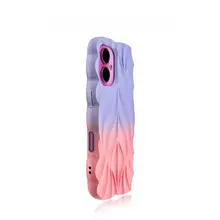 iPhone用ケース【紫とピンクのグラデーション・葉柄・肌触りの良いシリコン素材】