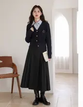 高腰プリーツスカート【女性用・Aライン・ブラック・デザイン性あり】