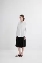 HABITS クラシックスタイル 麻混コットン長袖シャツ【ダブルポケット・翻領デザイン】