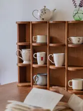 実木製 カップラック【オープンデザイン・壁掛け・コーヒーコーナー収納用】