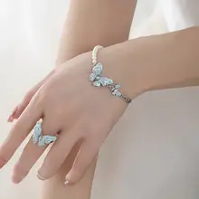 青い蝶のブレスレット【ハンドメイド・上品なデザイン】