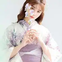 紫藤花デザインの浴衣【夏用・女性向け・ロマンティックスタイル】