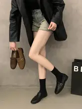 粗めのヒールのシンプルで汎用性の高いレディースローファー【快適なソフトソール・レトロスタイル】
