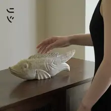 栗石風の玉石風の小魚の置物【中華風・リビングデコレーション】