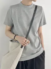 ローマコットンTシャツ【レディース・半袖・ハイネック・ゆったりデザイン】