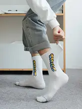 クールデザインの綿混ソックス【男女兼用・吸汗・防臭・中筒・カートゥーン柄】（セットアップ対応）