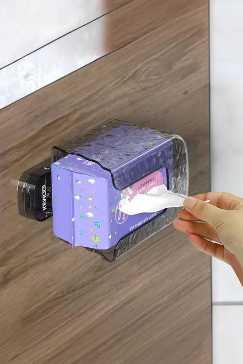 吸盤式 ウェットティッシュ収納ボックス【壁掛け・穴あけ不要・トイレ用】