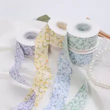 小花柄リボン付きフラワーブーケラッピング【DIY手作り用・鮮花・バタフライ結び】