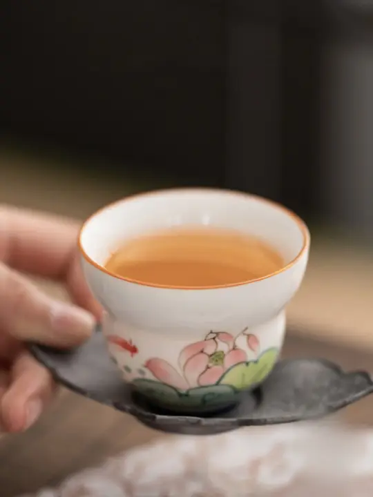 手描き功夫茶カップ【白磁製・羊脂玉風】