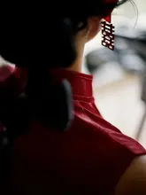 優雅な赤いチャイナドレス【ヴィンテージスタイル・イブニングウェア・結婚式・おしゃれ】