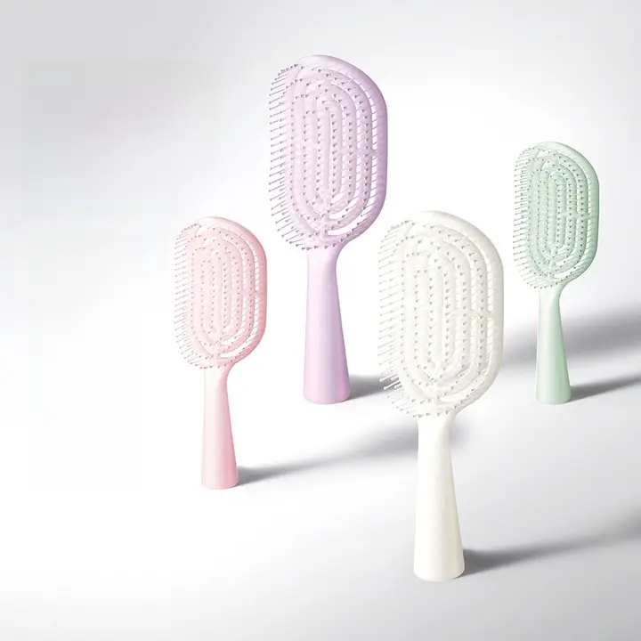 MINISO ヘアブラシ スケルトンブラシ エアークッション マッサージ ふんわり ボリュームアップ コンパクト 携帯用 パール調 「MINISO」